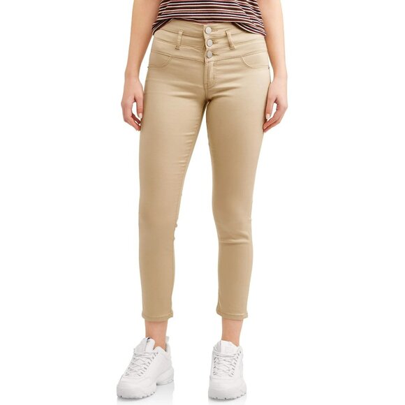 No Boundaries Juniors Triple Stack Skinny Jeans, Khaki, 5 - Picture 1 of 4